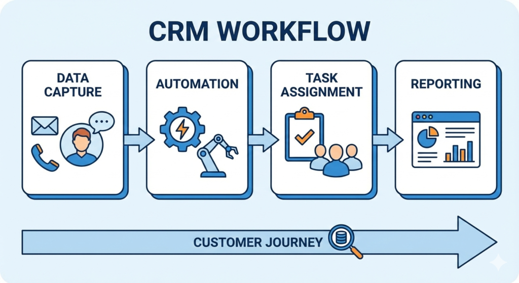 What Is CRM and How It Works CRM software , 
How CRM works to manage customer relationships and service workflows